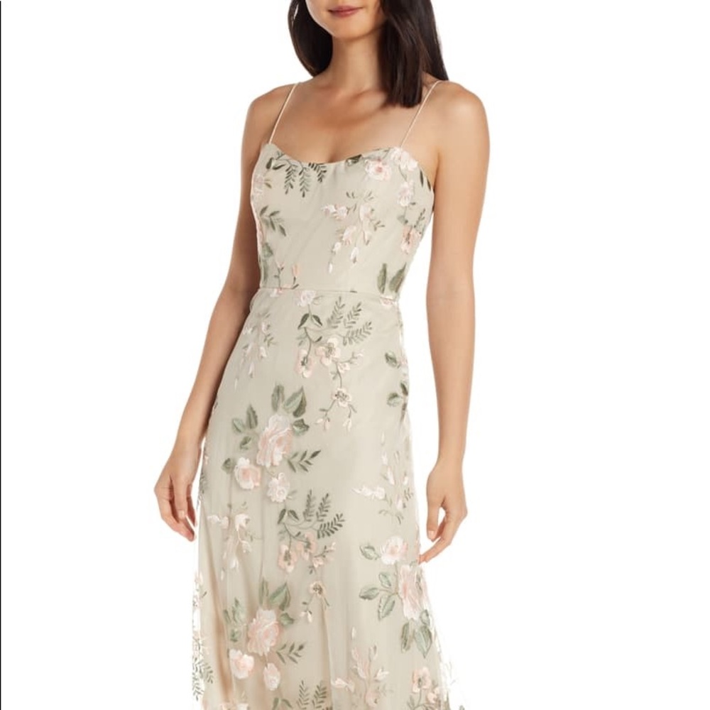 Jenny Yoo Drew Tulle Floral Embroidery Maxi dress